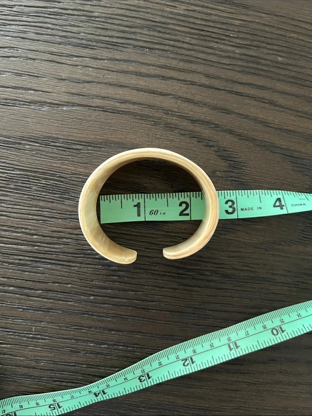 Cream and Tan Toned Bone Wide Cuff Bracelet